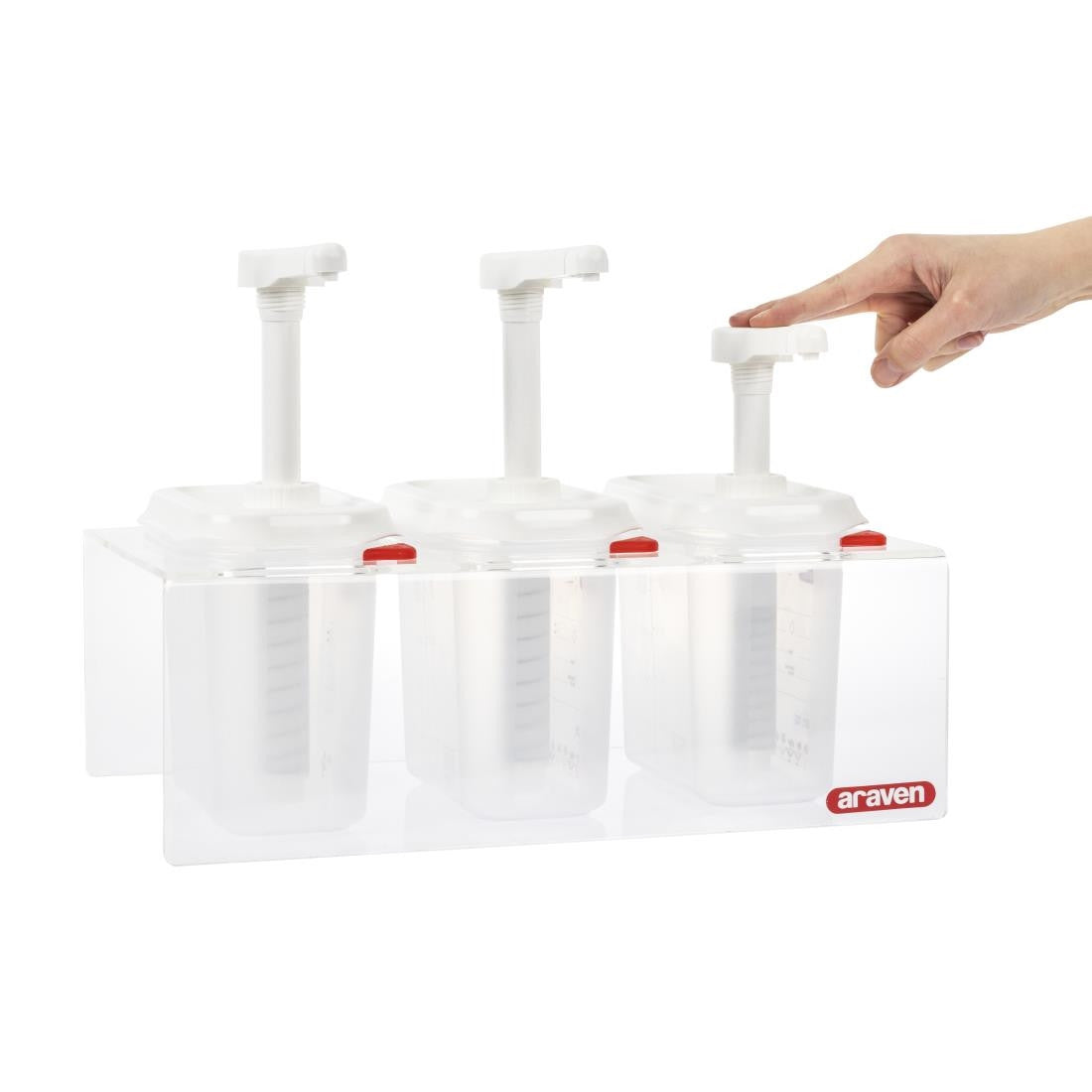 Araven Sauce Dispensers with Pump GN 1/9 Transparent 1.5Ltr (Pack of 3) CR823