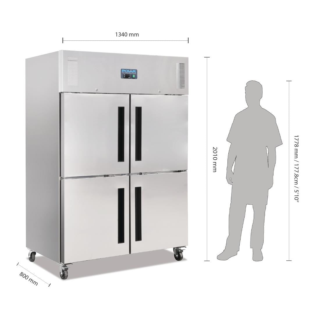 Polar G-Series Upright Double Stable Door Gastro Fridge 1200Ltr CW195