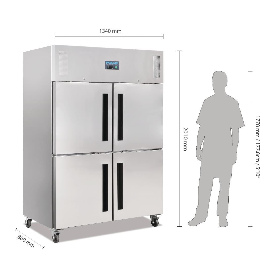 Polar G-Series Upright Double Stable Door Gastro Freezer 1200Ltr CW196