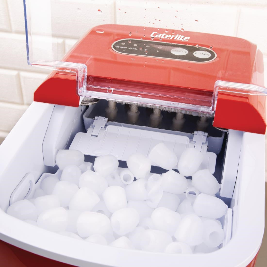 Caterlite Countertop Manual Fill Ice Machine Red DA257