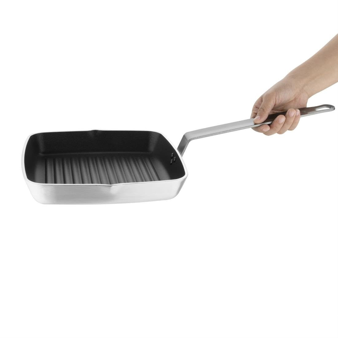 Vogue Square Non Stick Teflon Ribbed Skillet Pan 240mm DL942