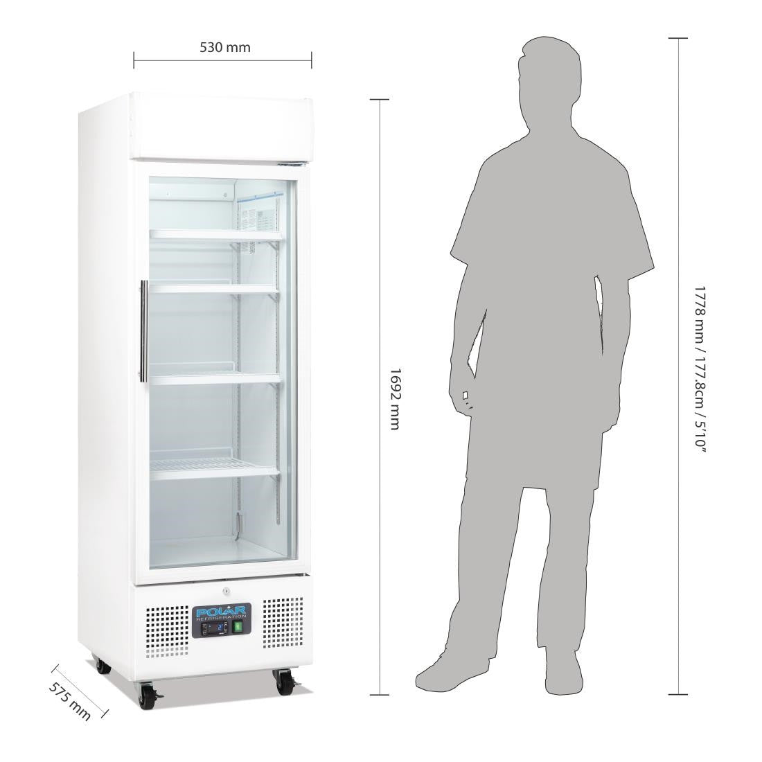 Polar G-Series Upright Display Fridge 218Ltr White DM075