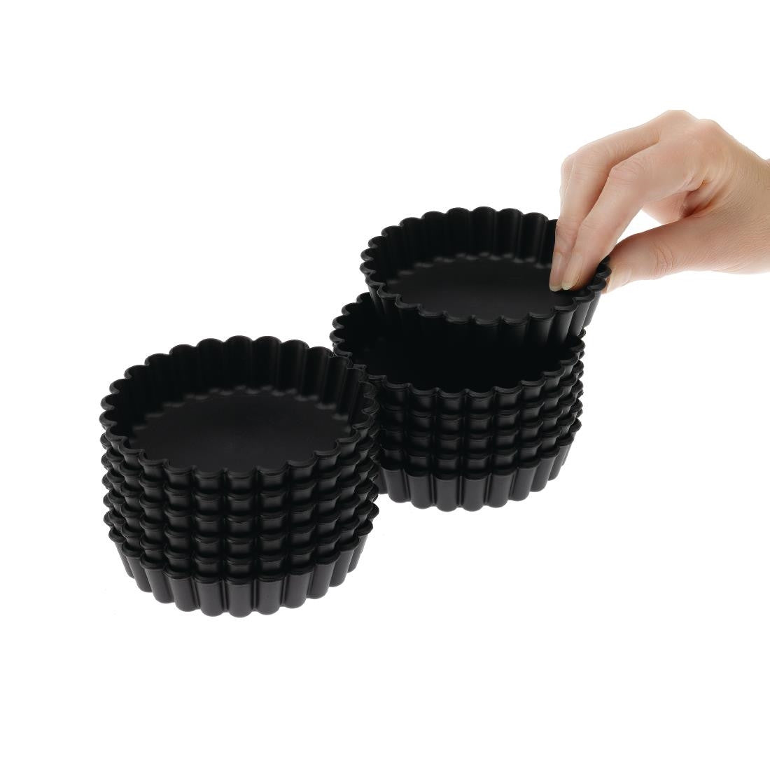 Matfer Bourgeat Exoglass Round Fluted Tartlet Mould 100mm (Pack of 12) DN955