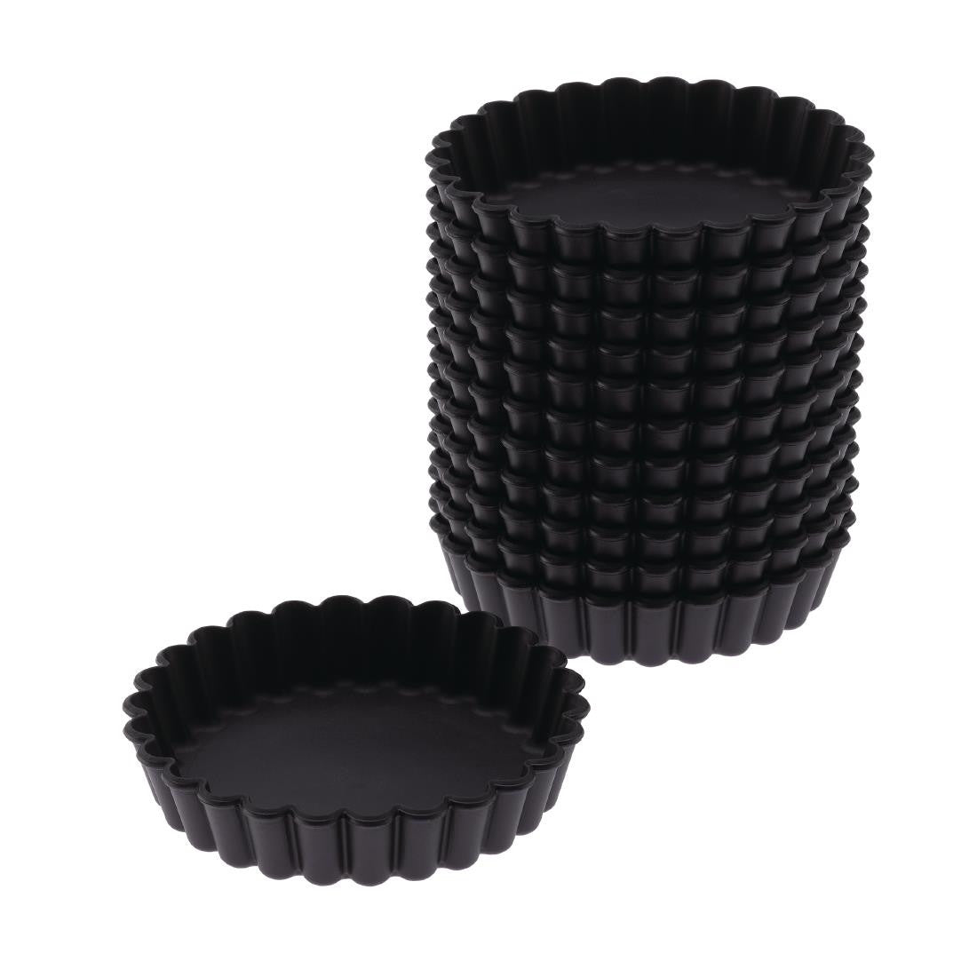 Matfer Bourgeat Exoglass Round Fluted Tartlet Mould 100mm (Pack of 12) DN955