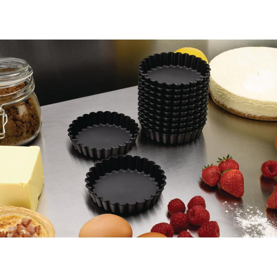 Matfer Bourgeat Exoglass Round Fluted Tartlet Mould 100mm (Pack of 12) DN955