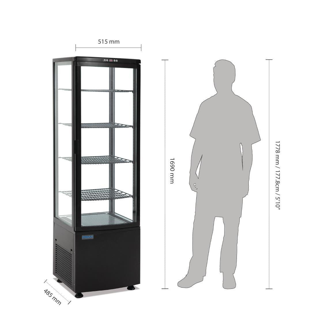 Polar C-Series Curved Door Display Fridge 235Ltr Black DP289