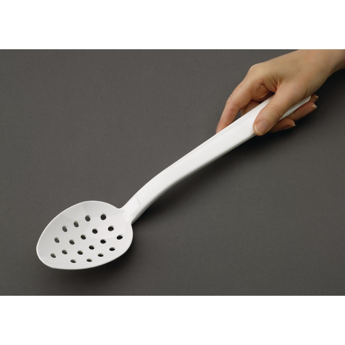 Matfer Bourgeat Exoglass Perforated Serving Spoon White 13" DR197
