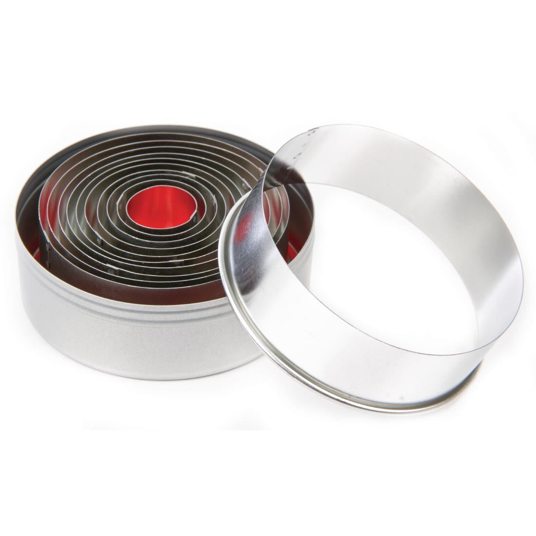 Shot of Vogue Round Plain Pastry Cutter Set stack together.