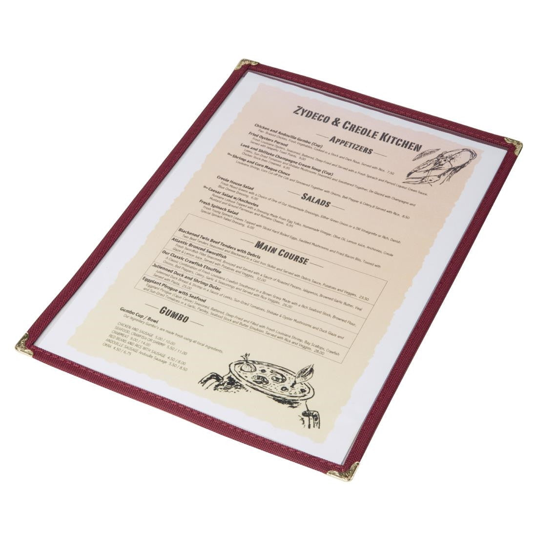 Olympia American Style Menu Cover A4 Burgundy E296