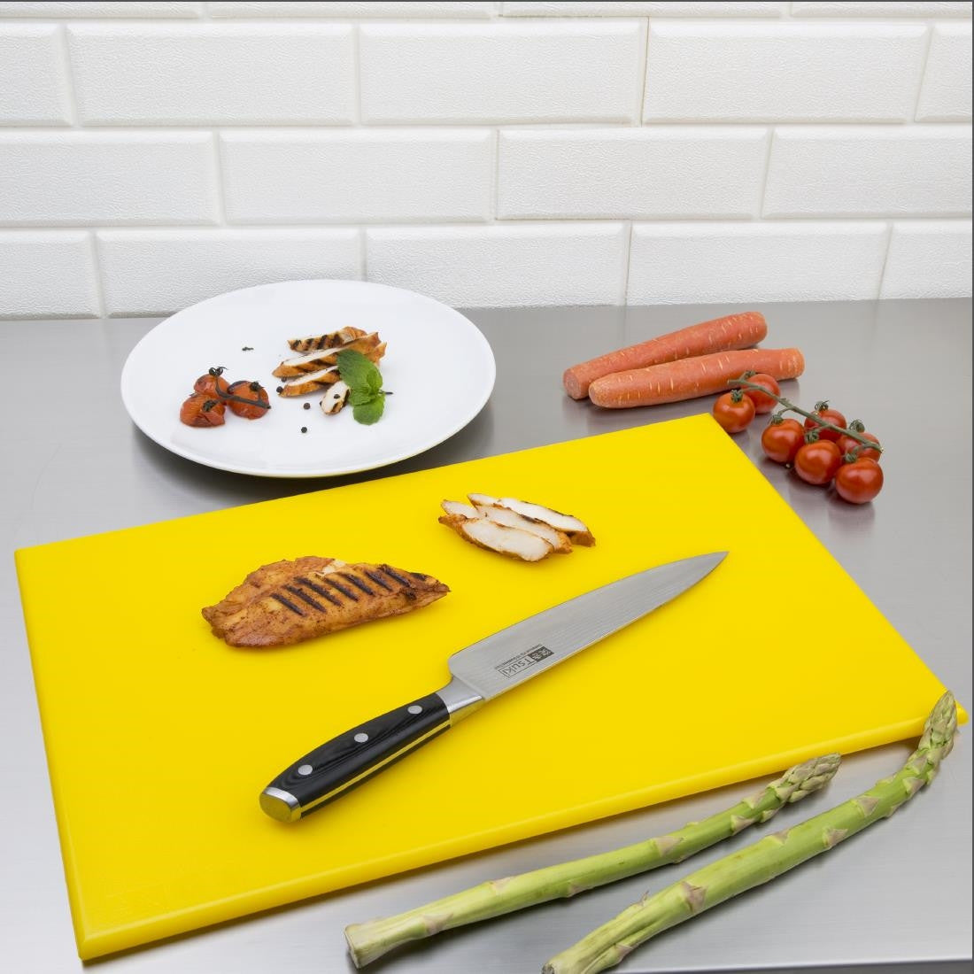 Hygiplas Anti Microbial High Density Yellow Chopping Board F156