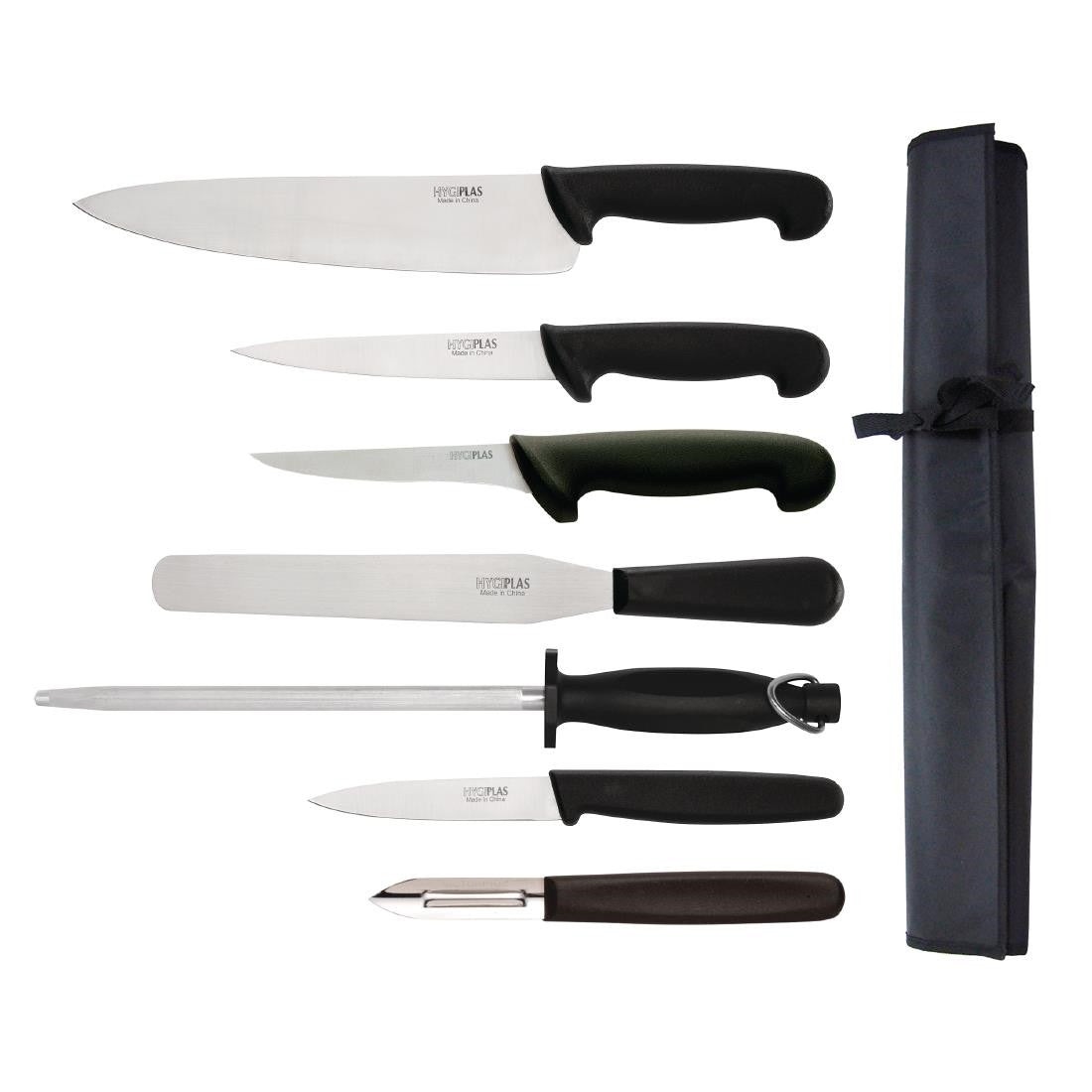 Hygiplas 7 Piece Knife Starter Set With 26.5cm Chef Knife and Roll Bag F203