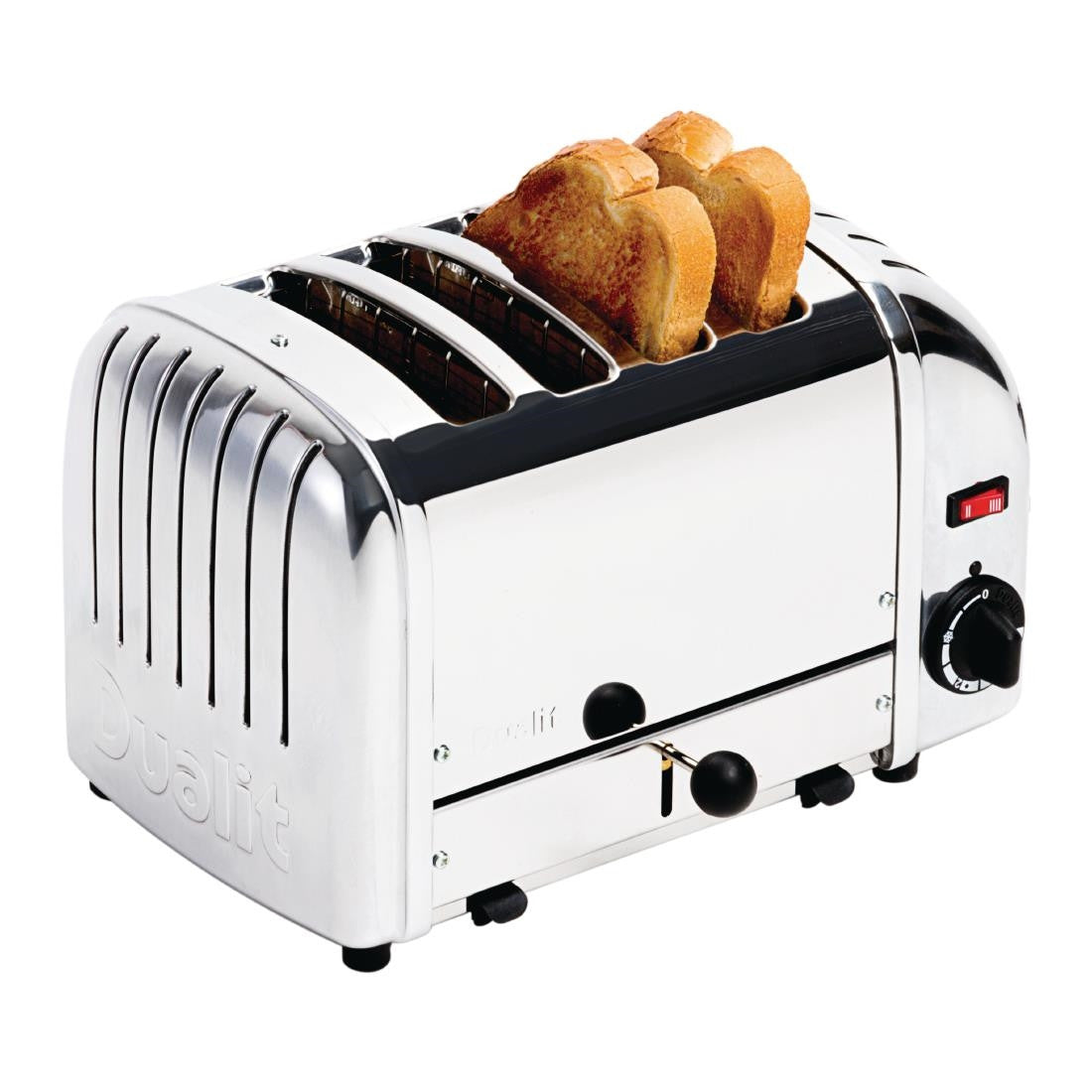 Dualit 4 Slice Vario Toaster  with two toaasted bread.