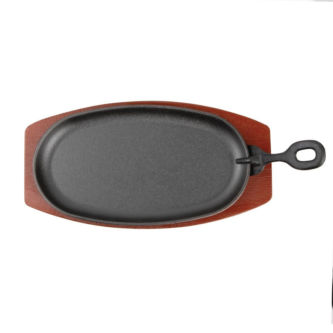 Olympia Cast Iron Oval Sizzler with Wooden Stand 240mm F464