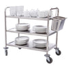 Vogue Stainless Steel 3 Tier Clearing Trolley Large F995