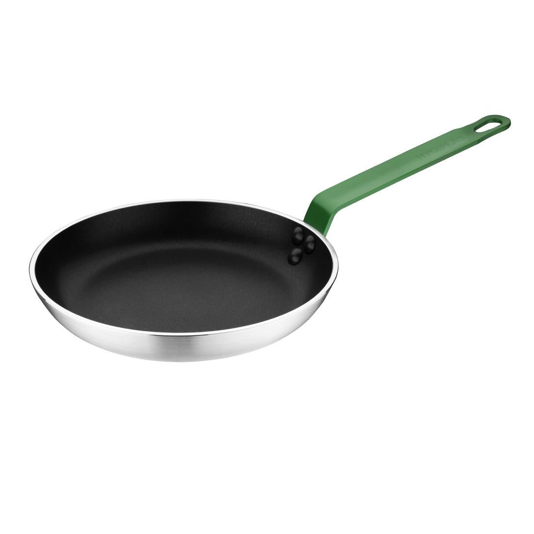 Hygiplas Non-Stick Teflon Aluminium Platinum Plus Frying Pan with Green Handle 200mm FB470