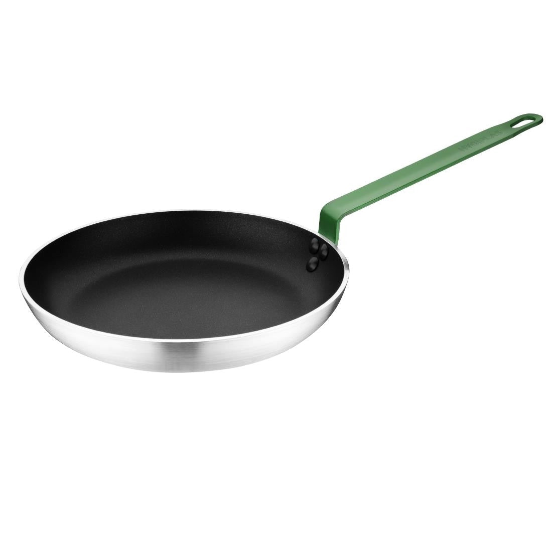 Hygiplas Non-Stick Teflon Aluminium Platinum Plus Frying Pan with Green Handle 280mm FB472