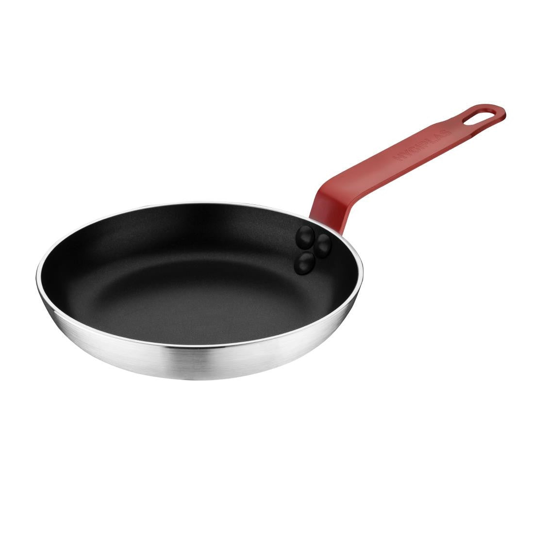 Hygiplas Non-Stick Teflon Aluminium Platinum Plus Frying Pan with Red Handle 200mm FB473