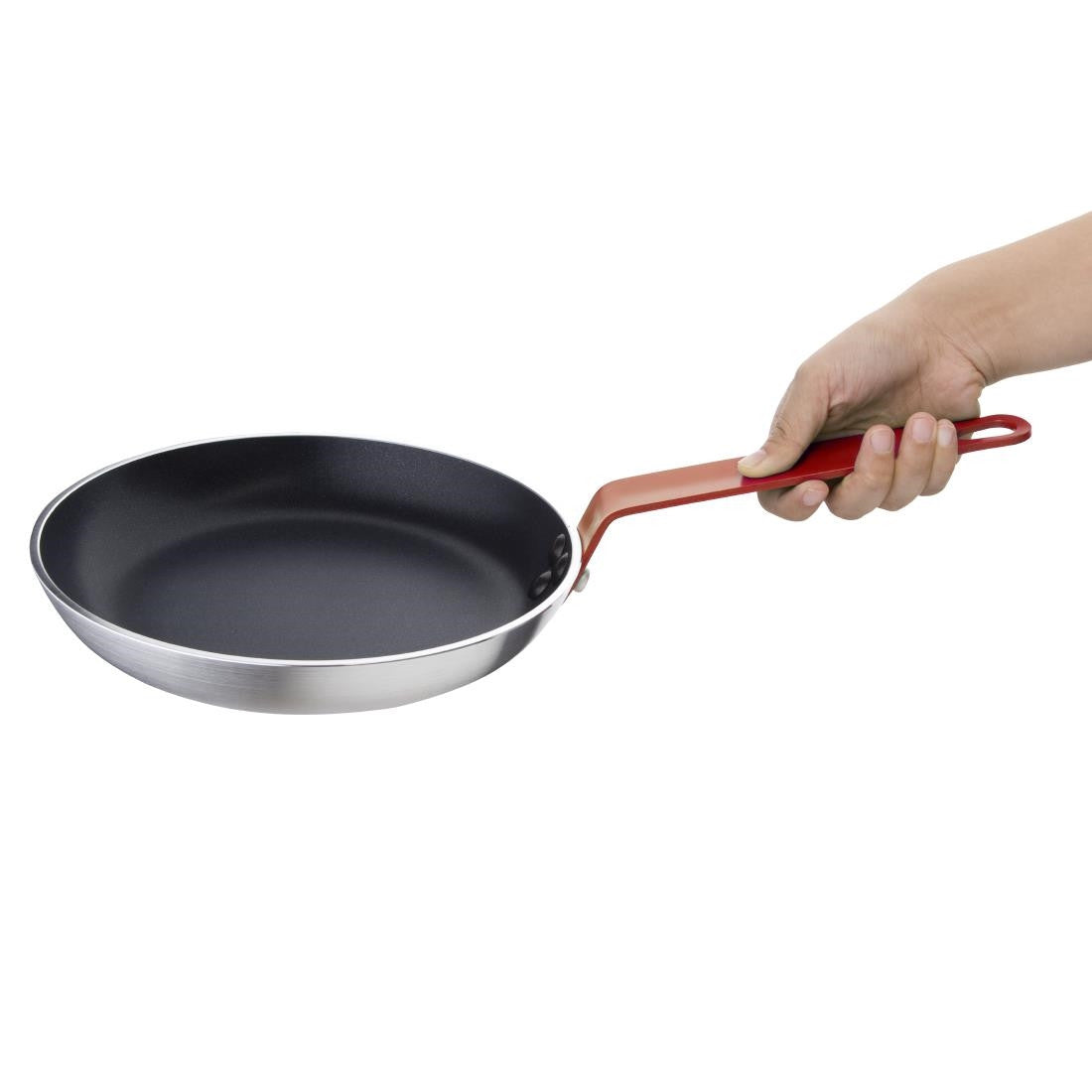 Hygiplas Non-Stick Teflon Aluminium Platinum Plus Frying Pan with Red Handle 240mm FB474