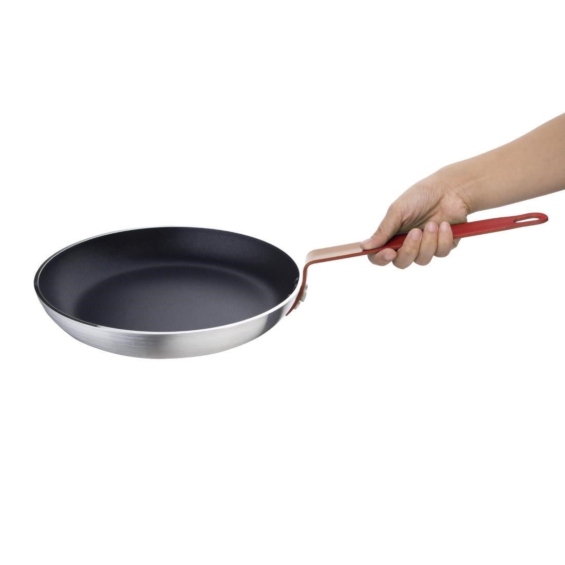 Hygiplas Non-Stick Teflon Aluminium Platinum Plus Frying Pan with Red Handle 280mm FB475