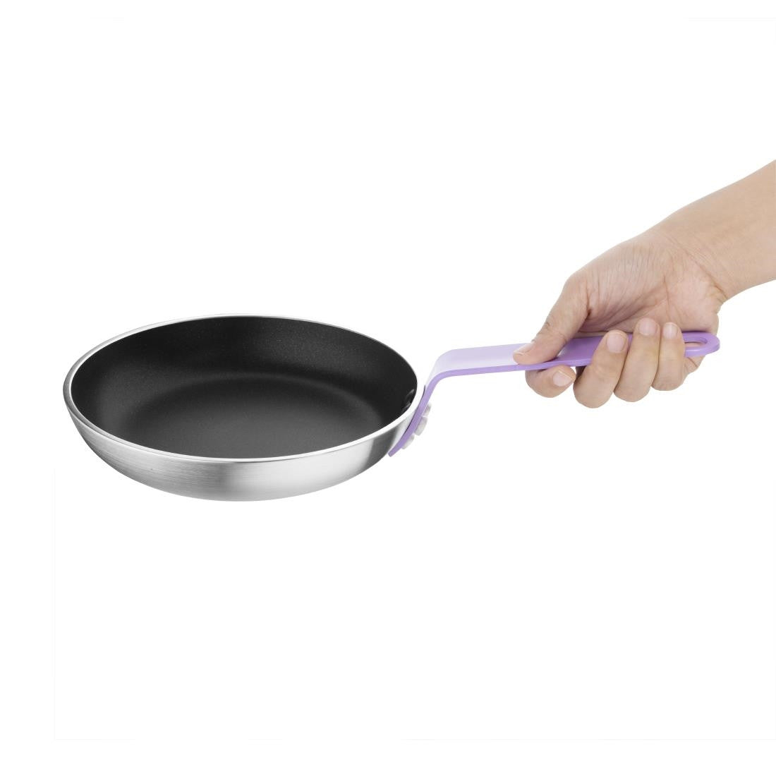 Hygiplas Non-Stick Teflon Aluminium Platinum Plus Frying Pan with Purple Handle 200mm FB476