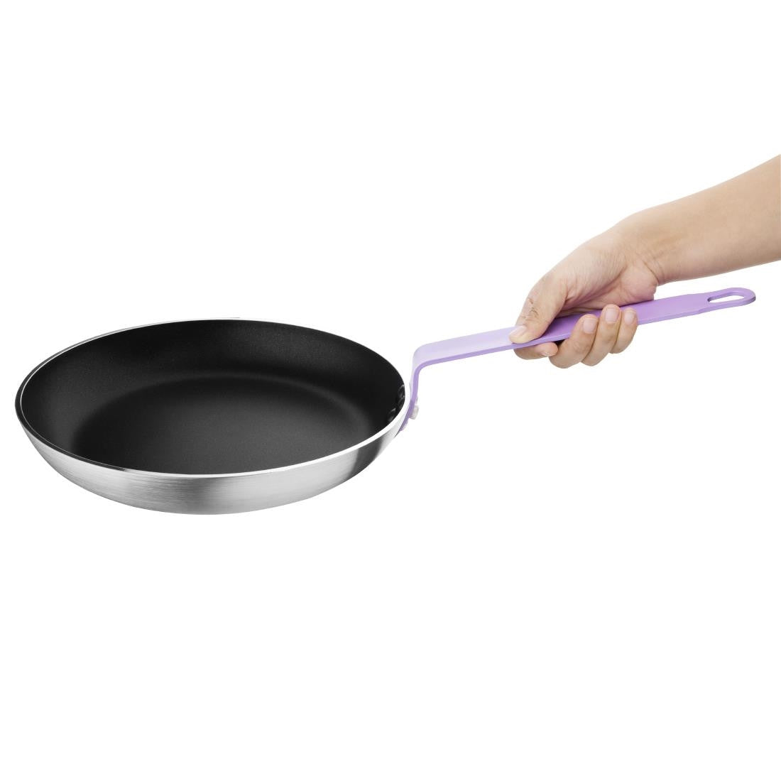 Hygiplas Non-Stick Teflon Aluminium Platinum Plus Frying Pan with Purple Handle 280mm FB478