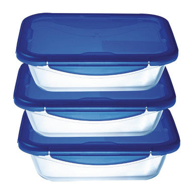 Pyrex Batch Cooking Cook & Go Food Storage Glass Containers Set of 3 0.8 ml FS361