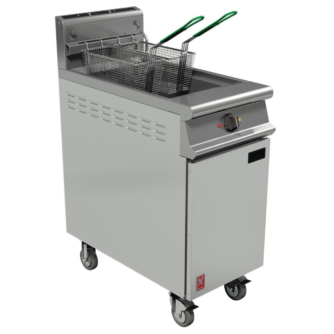Falcon Dominator Plus Twin Basket Gas Fryer with Filtration & Fryer Angel in Castors Propane Gas FW757-P