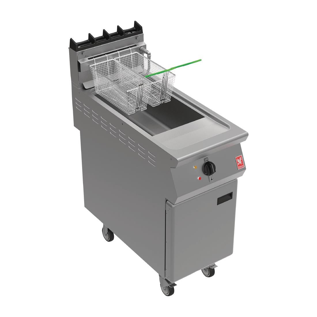 Falcon F900 Twin Basket Fryer with Filtration & Fryer Angel on Castors Propane Gas FW772-P