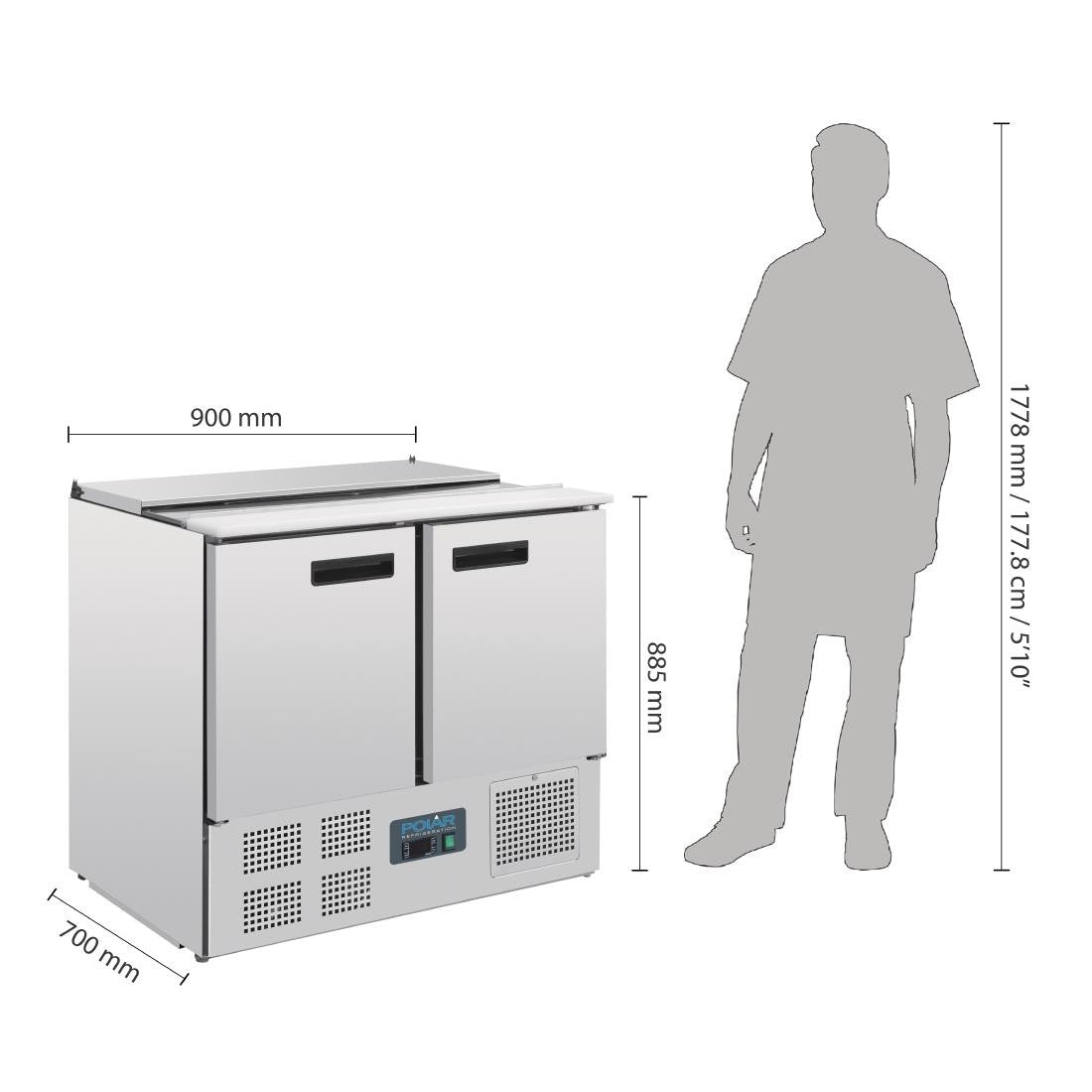 Polar G-Series Saladette Counter Fridge 240Ltr G606