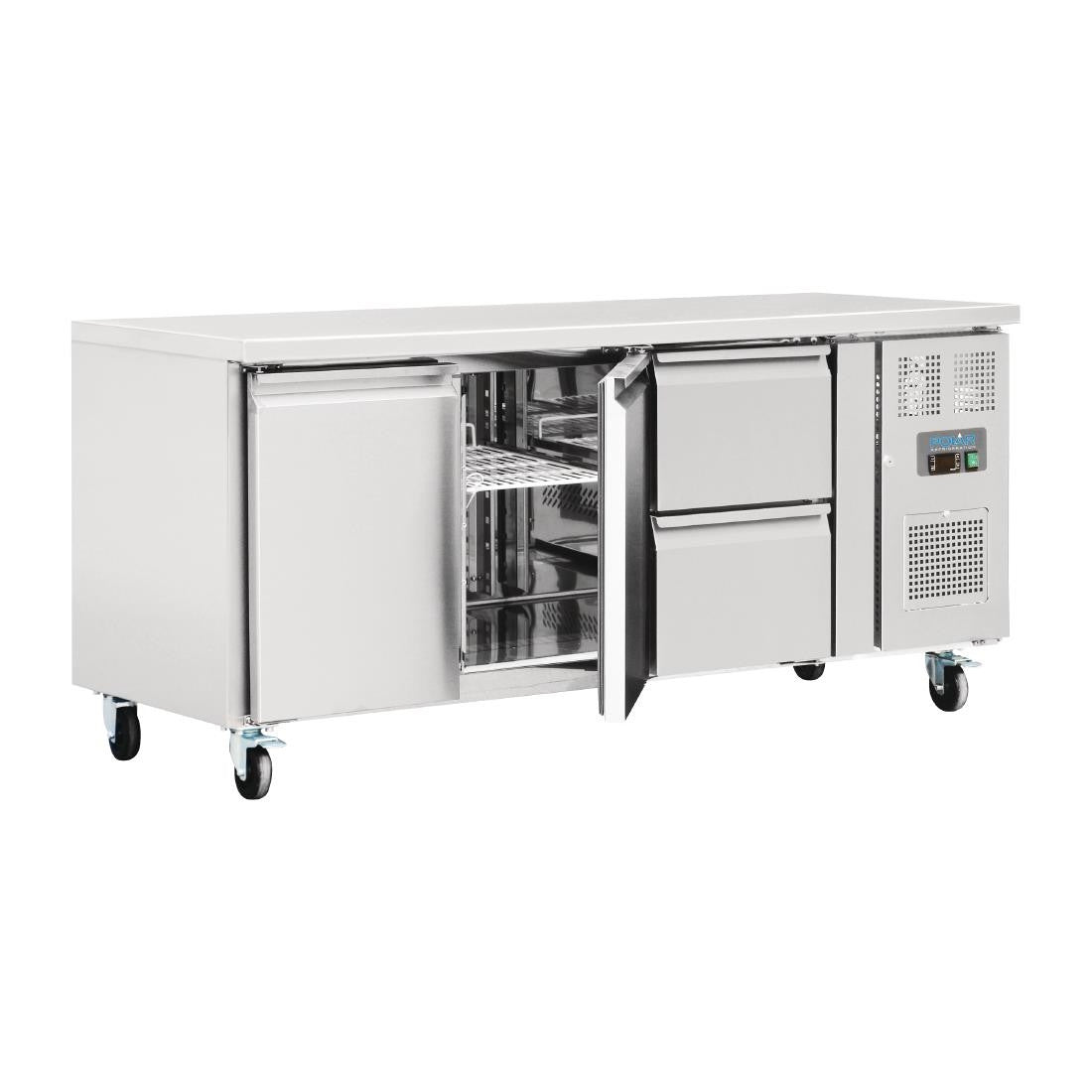 Polar U-Series 2 Door and 2 Drawer Counter Fridge 417Ltr GD874