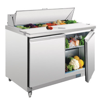 Polar U-Series Double Door Prep Counter Fridge 405Ltr GD882