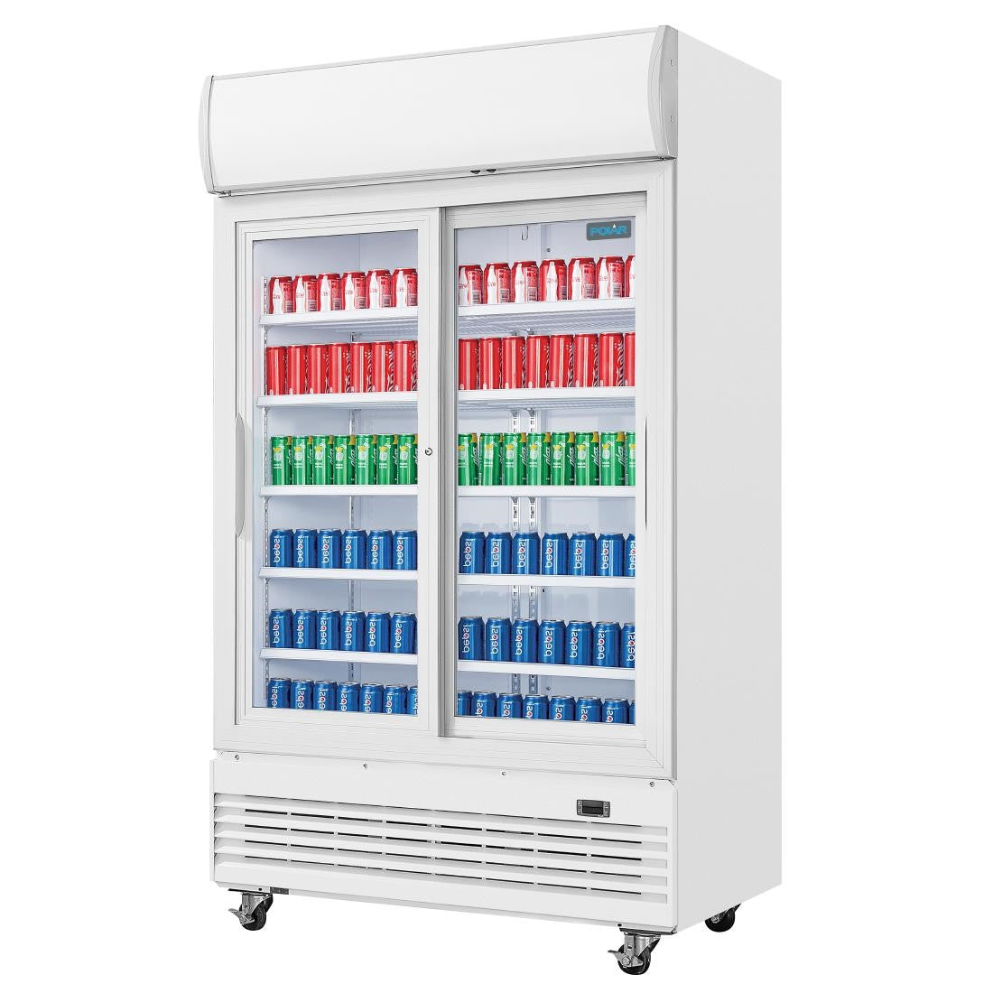 Polar G-Series Upright Display Cooler with Light Box 950Ltr with Sliding Doors GE581
