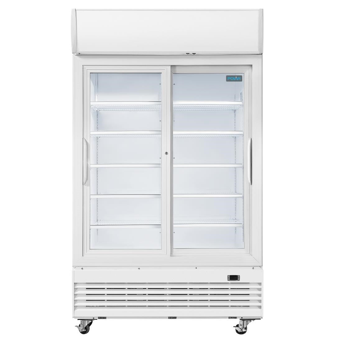 Polar G-Series Upright Display Cooler with Light Box 950Ltr with Sliding Doors GE581