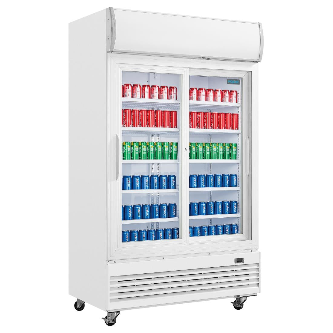 Polar G-Series Upright Display Cooler with Light Box 950Ltr with Sliding Doors GE581