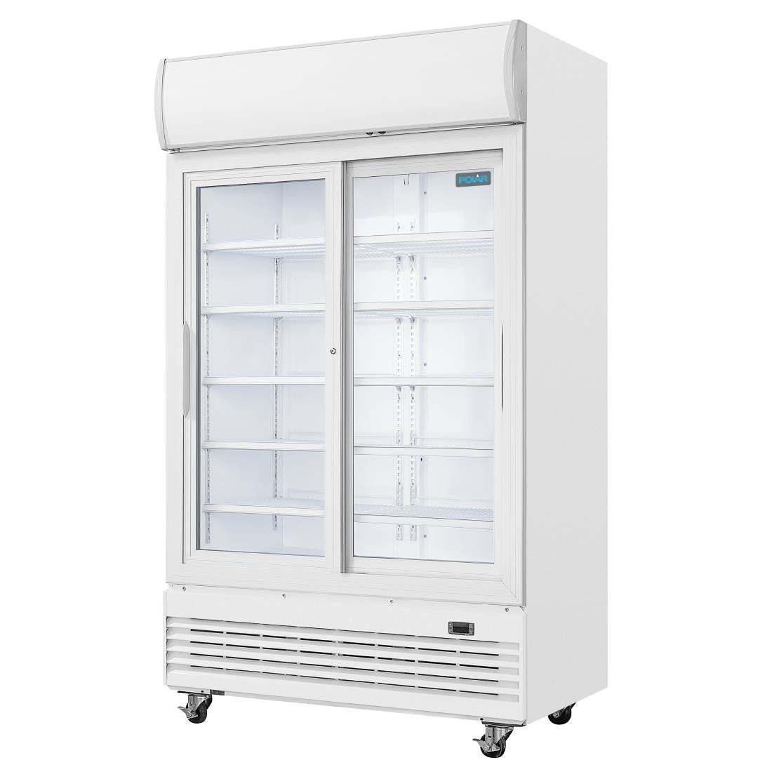 Polar G-Series Upright Display Cooler with Light Box 950Ltr with Sliding Doors GE581