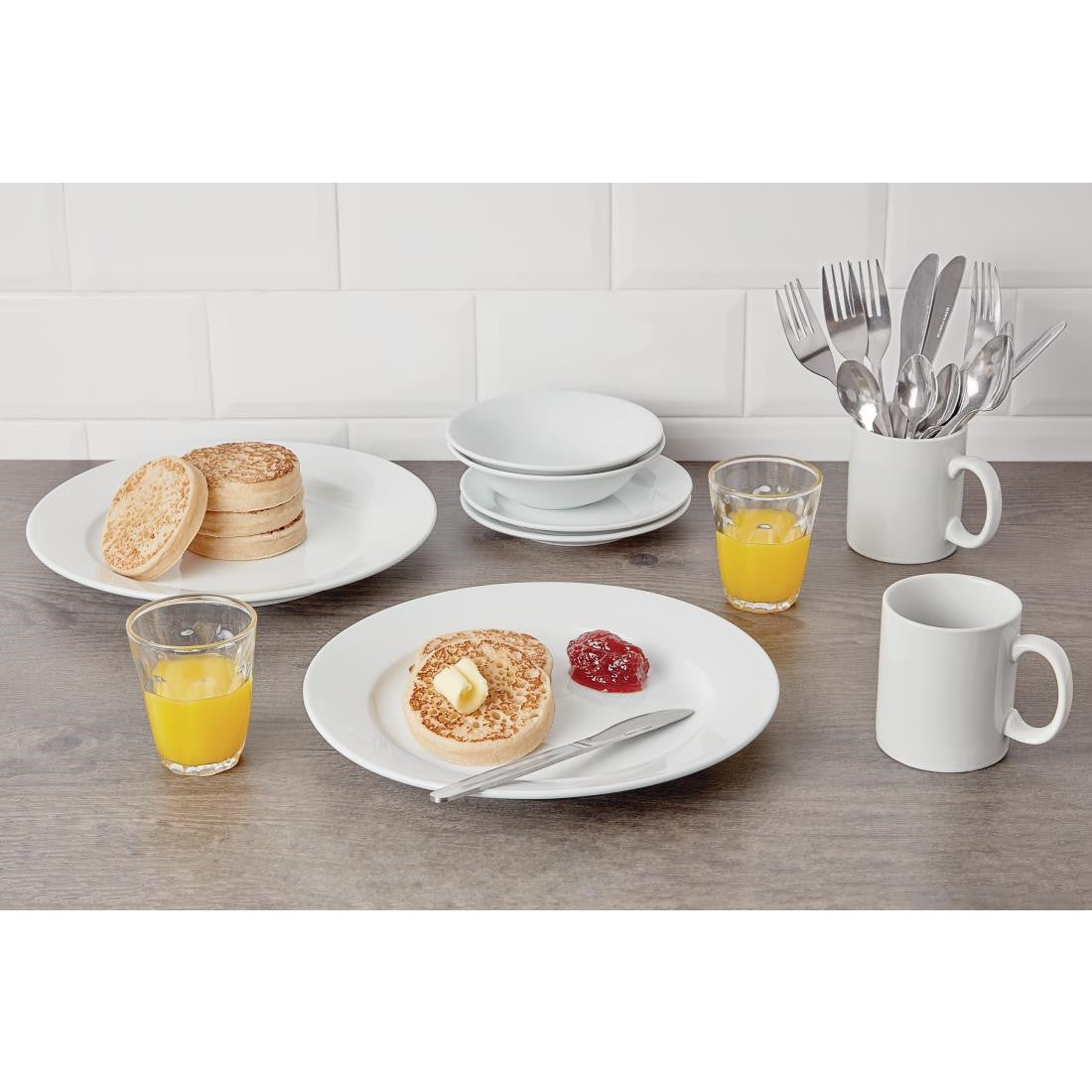 Table set up with Olympia Toughened Juice Tumblers 200ml.