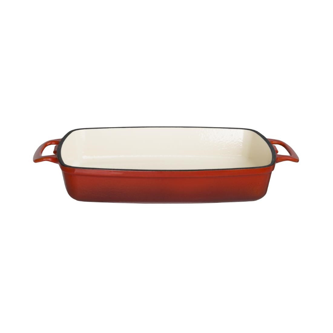 Vogue Red Rectangular Cast Iron Dish 2.8Ltr GH320