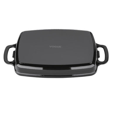 Vogue Black Rectangular Cast Iron Dish 2.8Ltr GH324