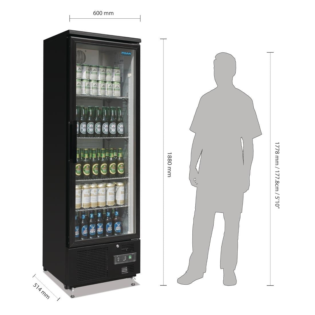 Polar G-Series Upright Back Bar Cooler with Hinged Door 307Ltr GJ447