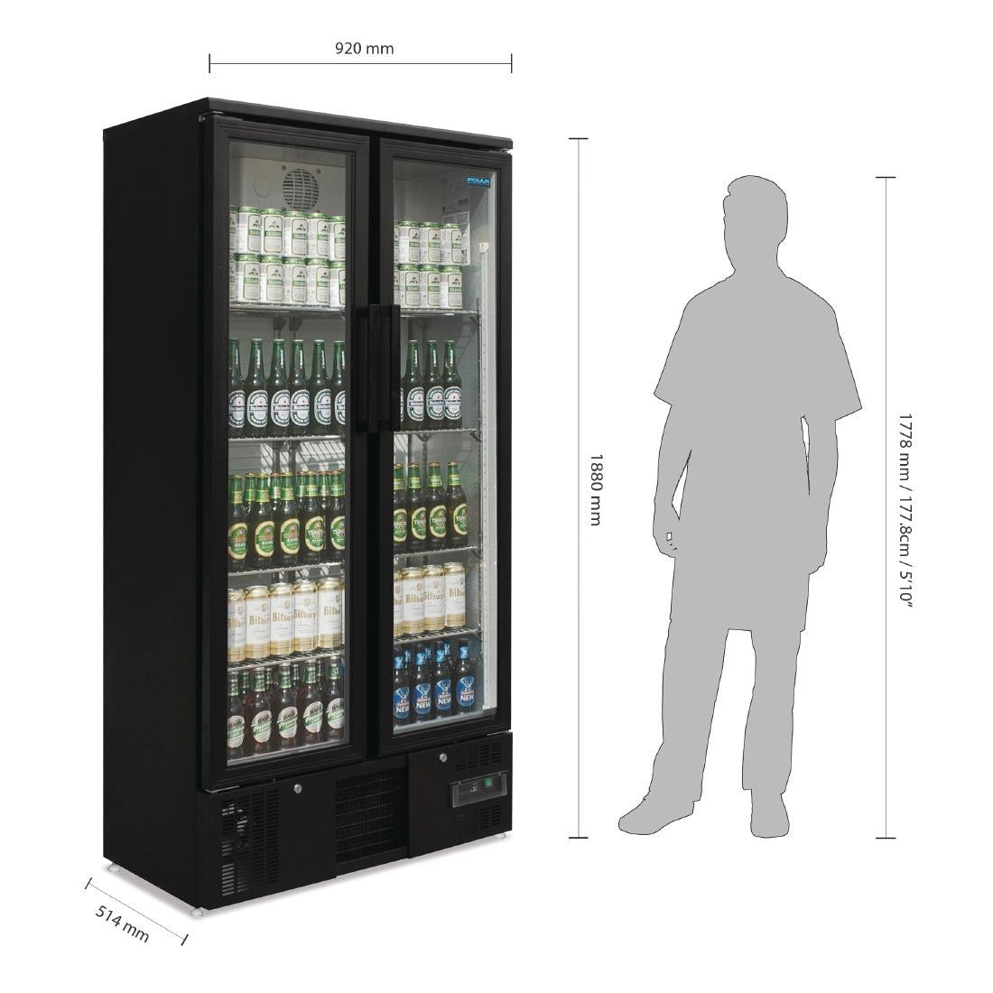 Polar G-Series Upright Back Bar Cooler with Hinged Doors 490Ltr GJ449
