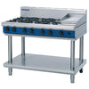 Blue Seal Evolution Cooktop 6 Open/1 Griddle Burner Natural Gas on Stand 1200mm G518C-LS/N GK192-N