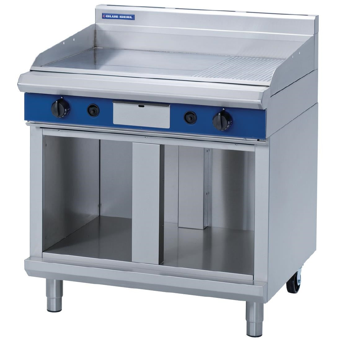 Blue Seal Evolution Chrome 1/3 Ribbed Griddle with Cabinet Base LPG 900mm GP516-CB/L GK432-P