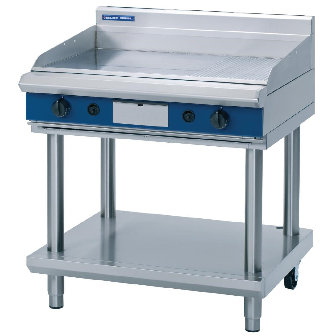 Blue Seal Evolution Chrome 1/3 Ribbed Griddle with Leg Stand Nat Gas 900mm GP516-LS/N GK439-N