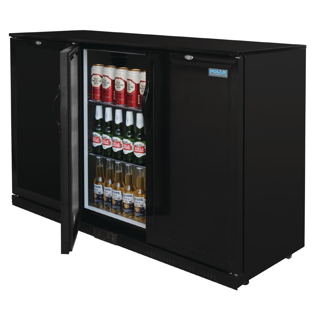 Polar G-Series 900mm Triple Solid Door Back Bar Cooler in Black 330Ltr GL017