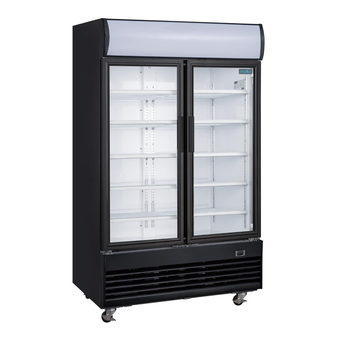 Polar G-Series Upright Hinged Door Display Cooler with Light Box 950Ltr Black GM813