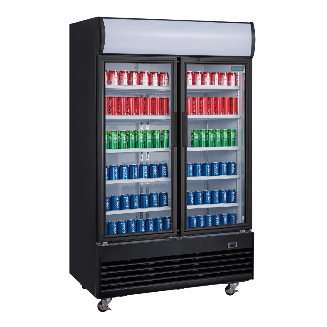 Polar G-Series Upright Hinged Door Display Cooler with Light Box 950Ltr Black GM813