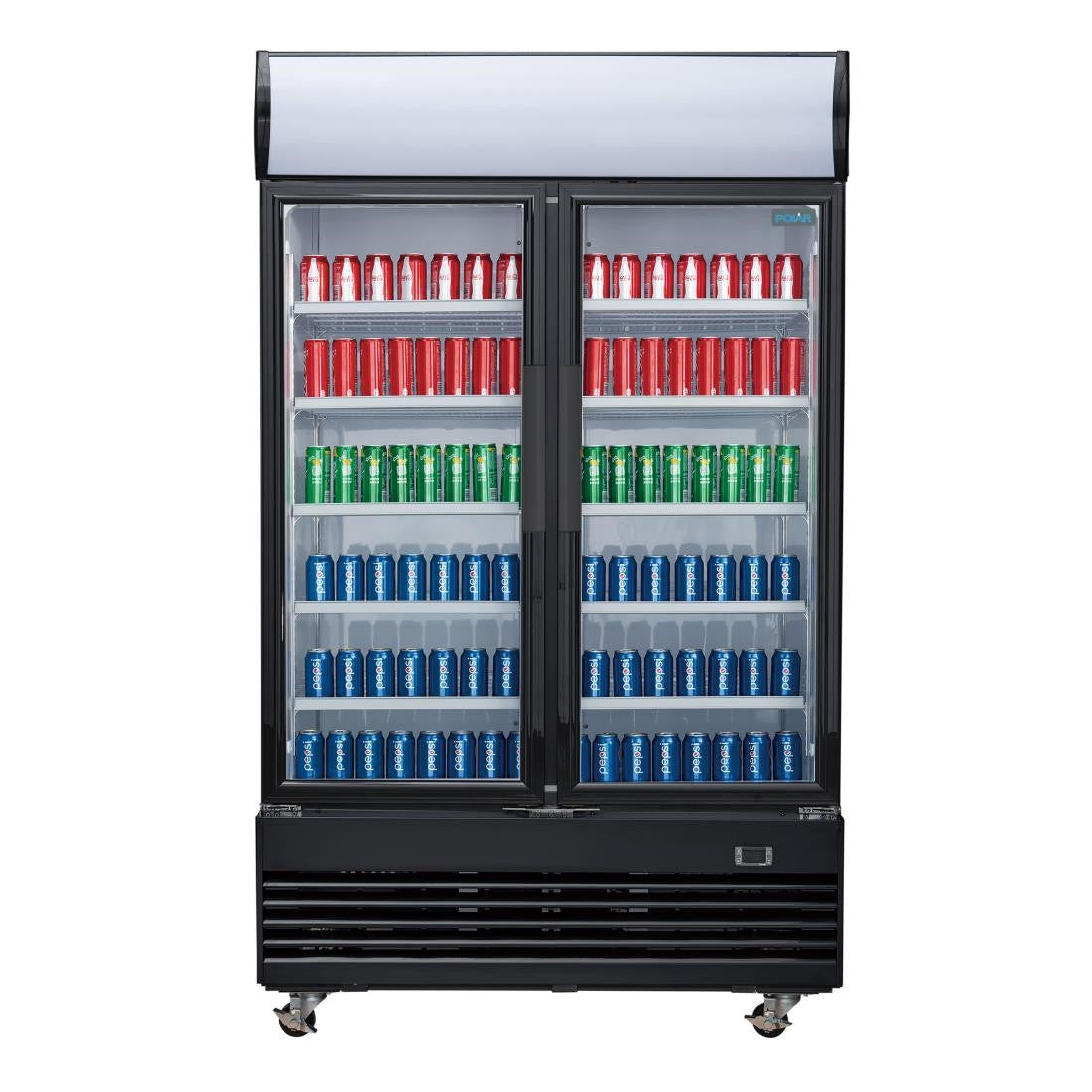 Polar G-Series Upright Hinged Door Display Cooler with Light Box 950Ltr Black GM813