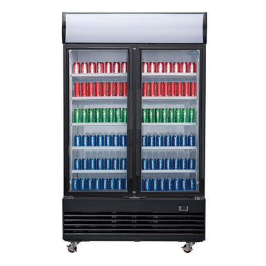 Polar G-Series Upright Hinged Door Display Cooler with Light Box 950Ltr Black GM813