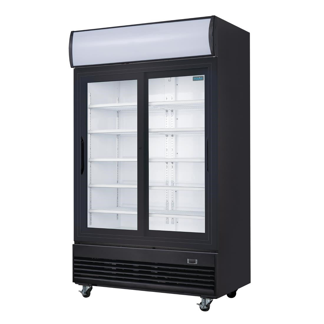 Polar G-Series Upright Sliding Door Display Cooler with Light Box 950Ltr Black GM814