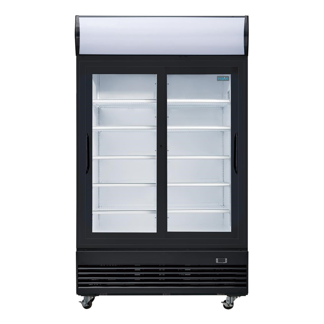 Polar G-Series Upright Sliding Door Display Cooler with Light Box 950Ltr Black GM814